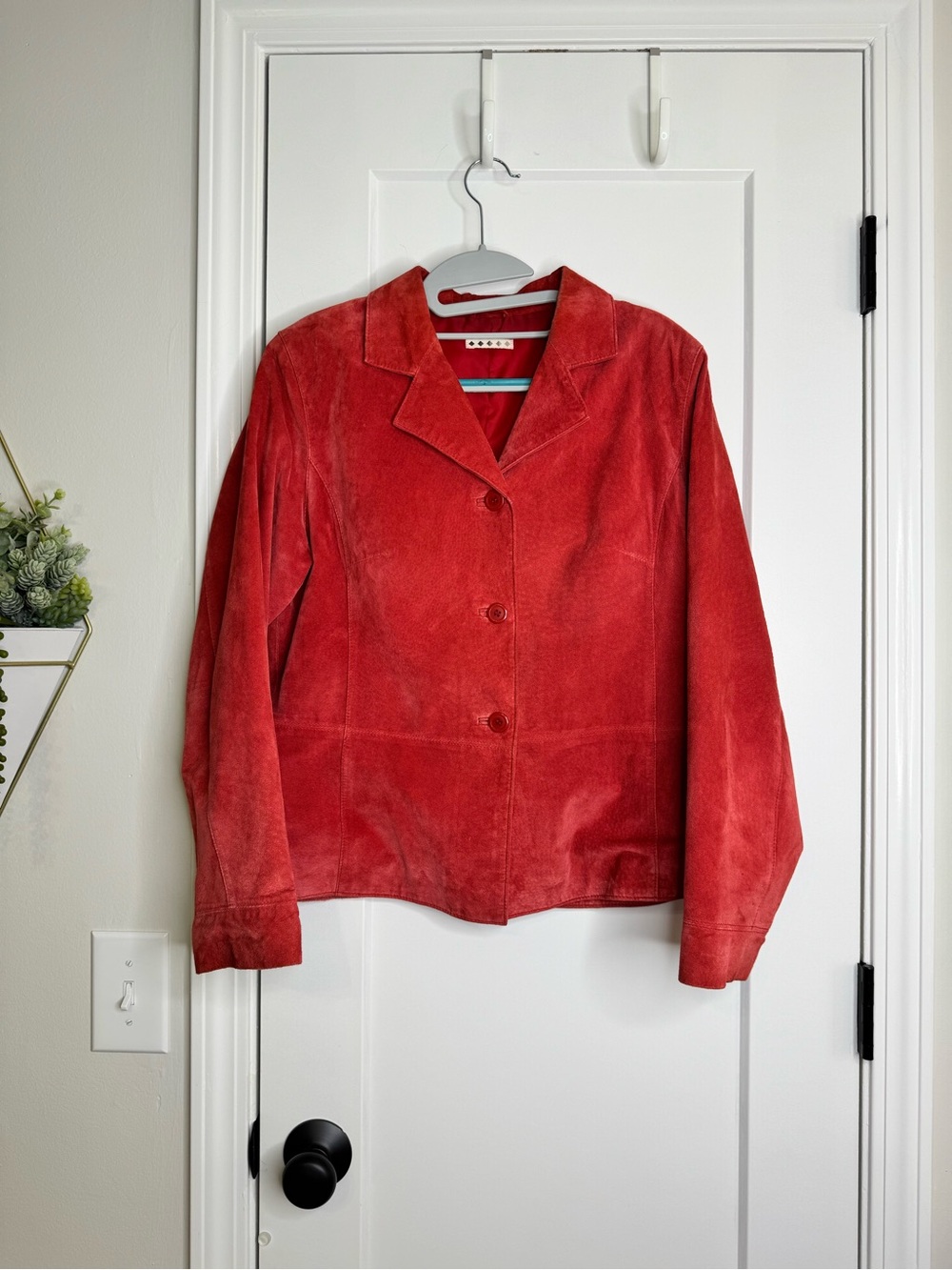 Brick Red Leather Suede Vintage Jacket
